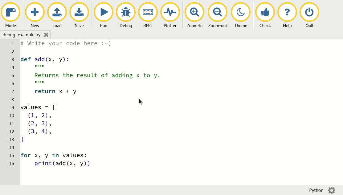 Python 3 mode debug